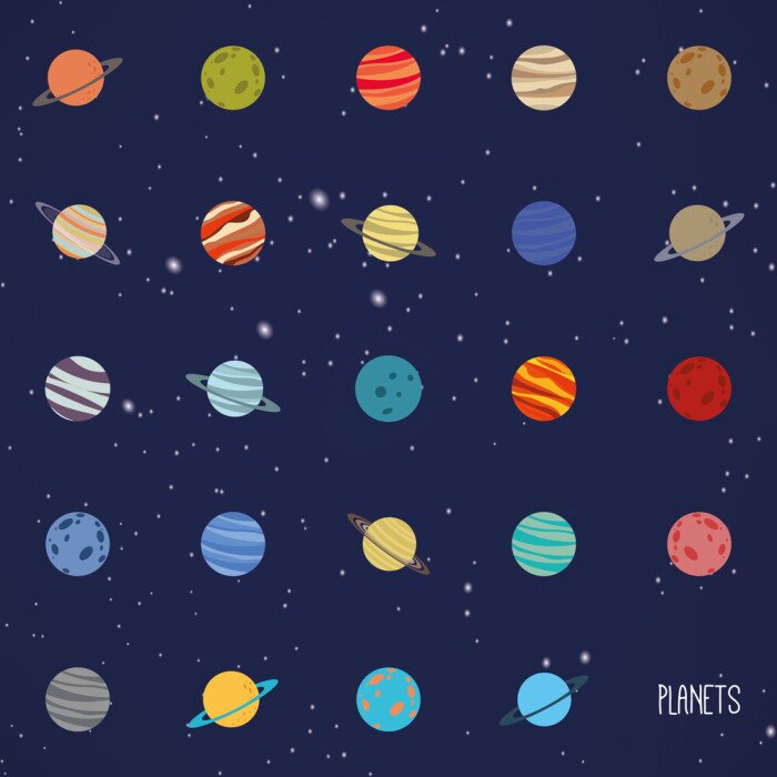 Behang Abstracte planeten Cartoon