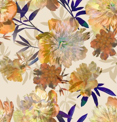 Behang Abstracte roze pioenrozen