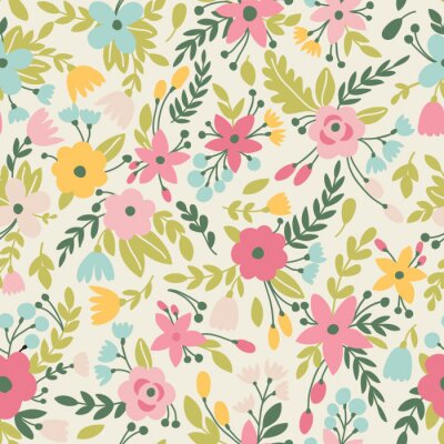 Behang Abstracte weide met bloemen