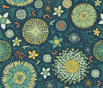 Behang Abstracte wilde bloemen op een donkere achtergrond