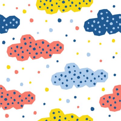 Behang Abstracte wolk naadloze patroon achtergrond. Kinderachtige eenvoudige applicatie cloud cloud cover