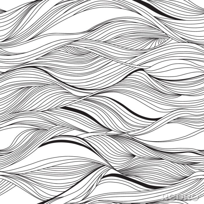Behang Abstracte zwart-witte golven