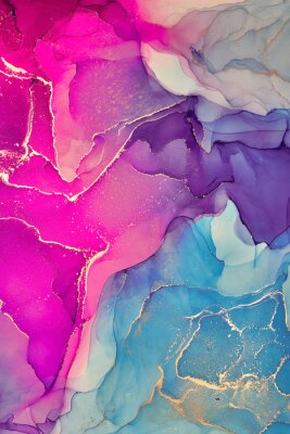 Alcohol ink colors translucent. Abstract multicolored marble texture background. Design wrapping paper, wallpaper. Mixing acrylic paints. Modern fluid art. Alcohol Ink Pattern