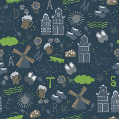 Behang Amsterdam pattern seamless design graphic