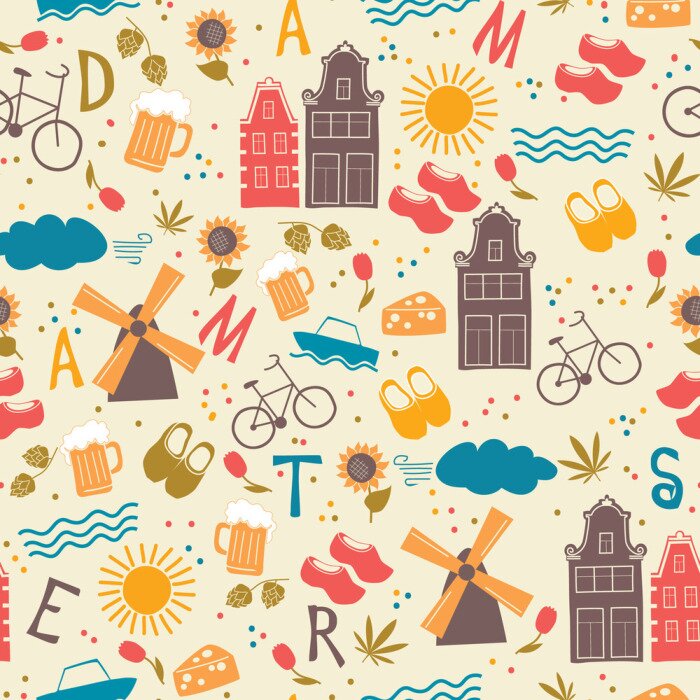 Behang Amsterdam pattern seamless design graphic