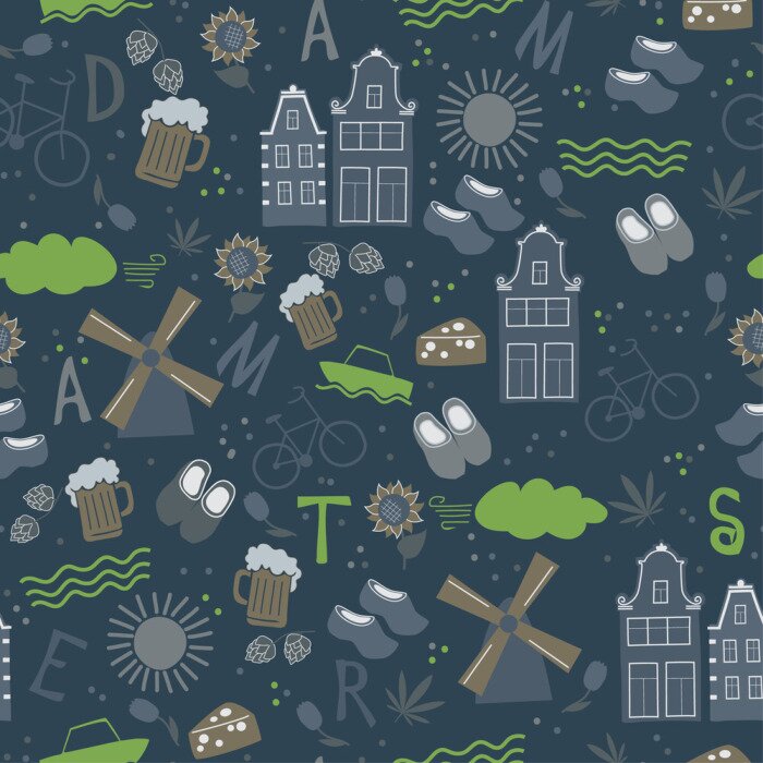 Behang Amsterdam pattern seamless design graphic