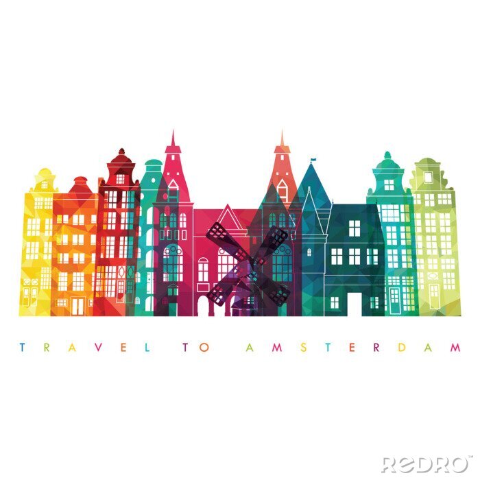 Behang Amsterdamse skyline. Vector illustratie