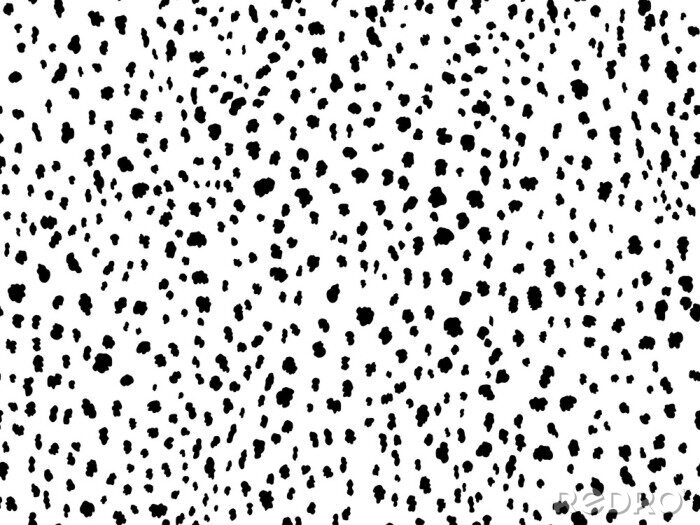 Behang Animal print seamless pattern design with irregular ink black spots on white background. Dalmatian pattern animal print.