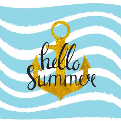 Behang Anker met inscripties op een mariene achtergrond