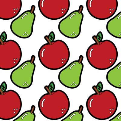 Behang Appels en peren op een witte achtergrond