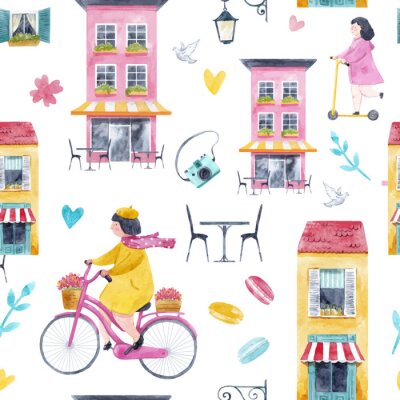 Behang Aquarel baby vector patroon