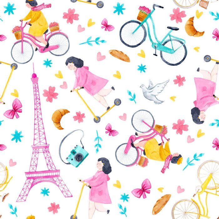 Behang Aquarel baby vector patroon