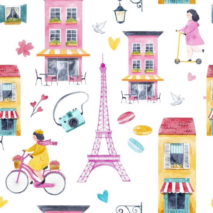 Behang Aquarel baby vector patroon