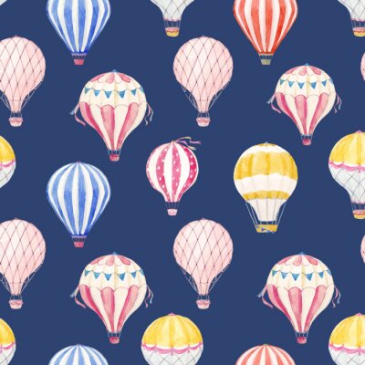 Behang Aquarel ballonnen op een blauwe achtergrond