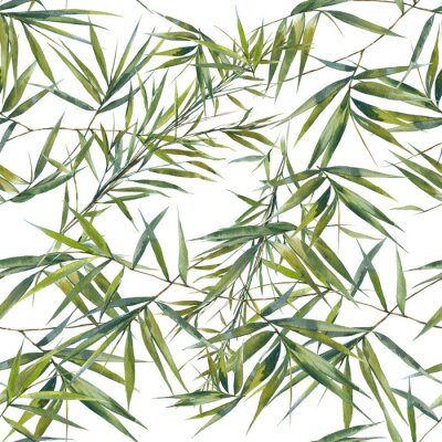 Behang Aquarel bamboe bladeren