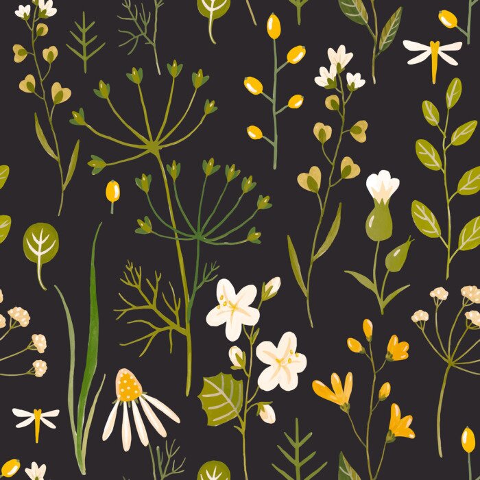 Behang Aquarel bloemen vector patroon