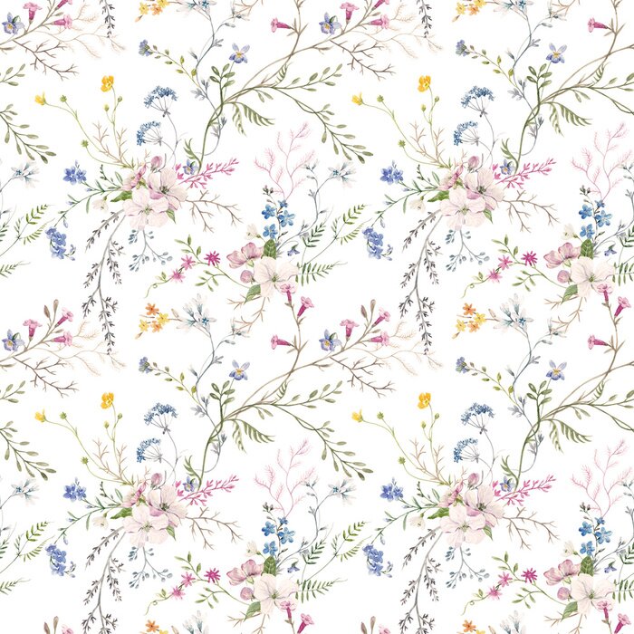 Behang Aquarel bloemenpatroon