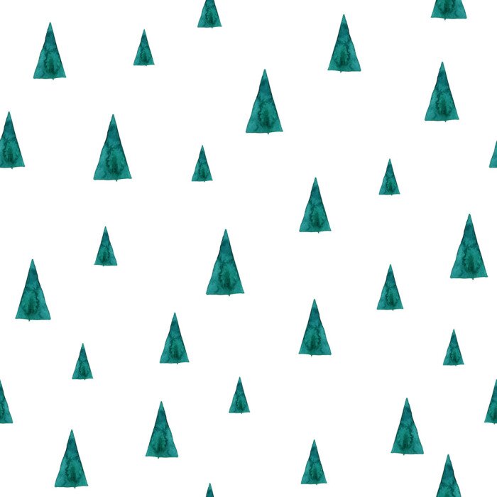 Behang Aquarel bomen op een witte achtergrond