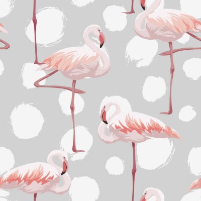 Aquarel flamingo's op een gestippelde achtergrond