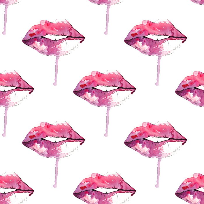 Behang Aquarel glamour lippen