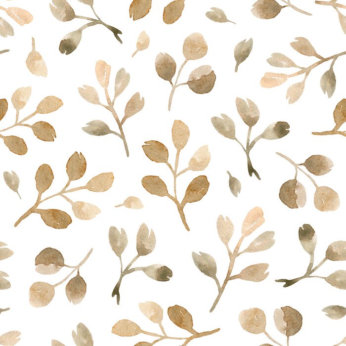 Behang aquarel hand schilderij eucalyptus takken. naadloze patroon op een witte achtergrond