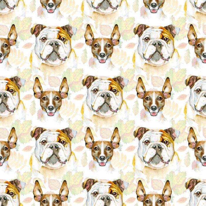 Behang Aquarel hondenkoppen