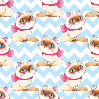 Behang Aquarel katten met strikken