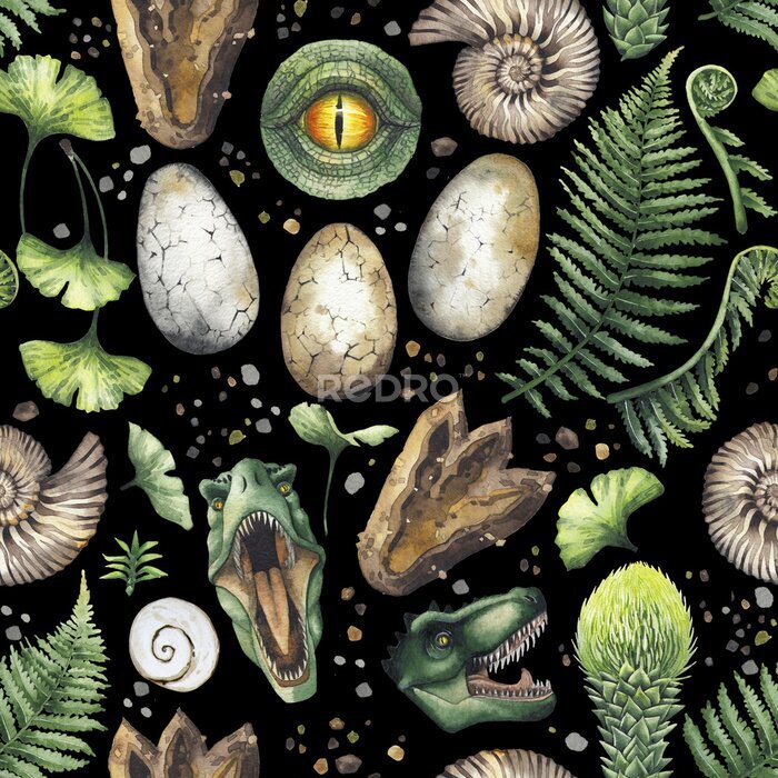 Behang Aquarel ontwerp over dinosaurussen