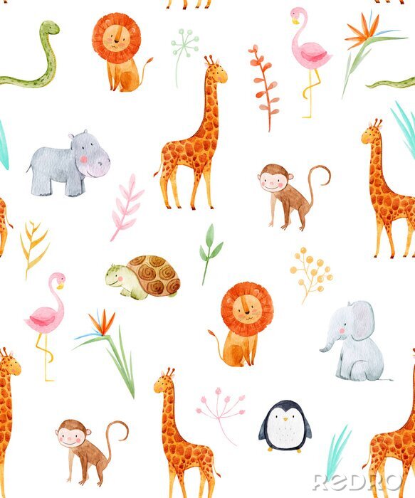 Behang Aquarel safaridieren