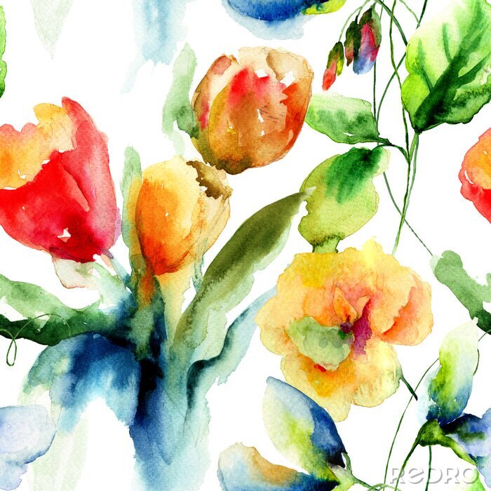 Behang Aquarel tulpen