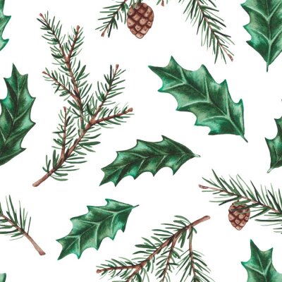 Behang Aquarel twijgen op een witte achtergrond