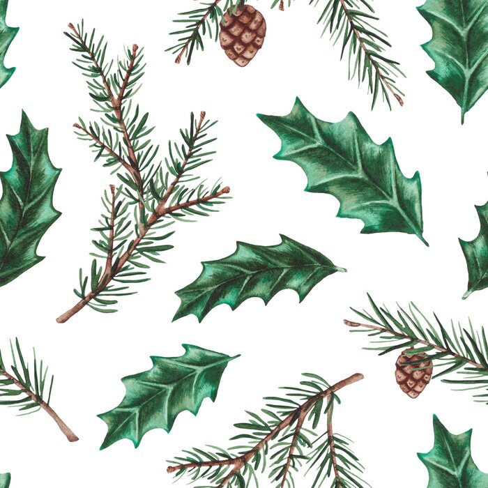 Behang Aquarel twijgen op een witte achtergrond