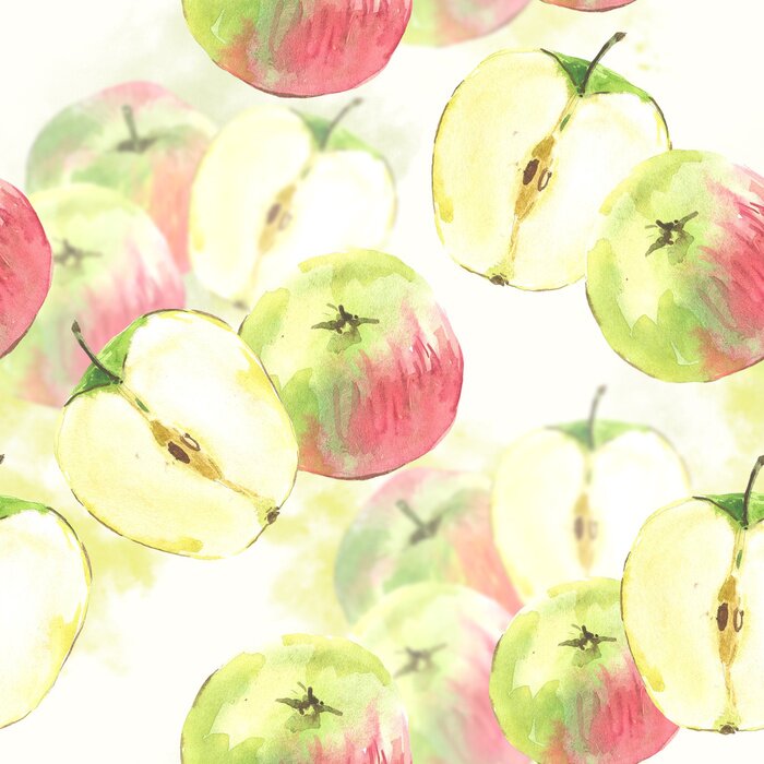 Behang Aquarelhelften appels