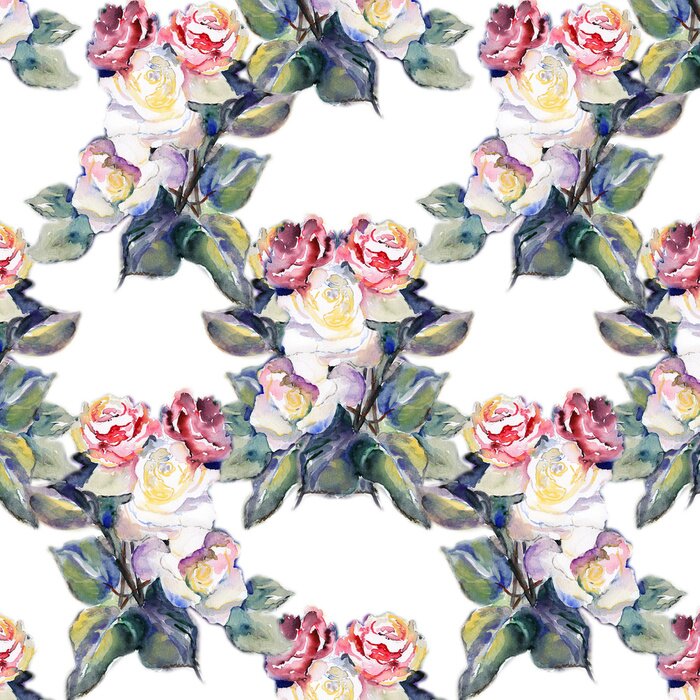 Behang Aquarelpatroon met rozen