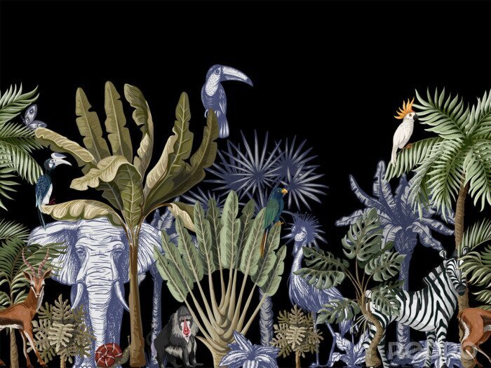 Behang Artistieke jungle-kunstwerken