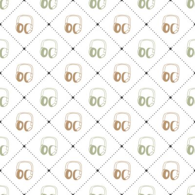 Behang Audio headphones pattern, music illustration