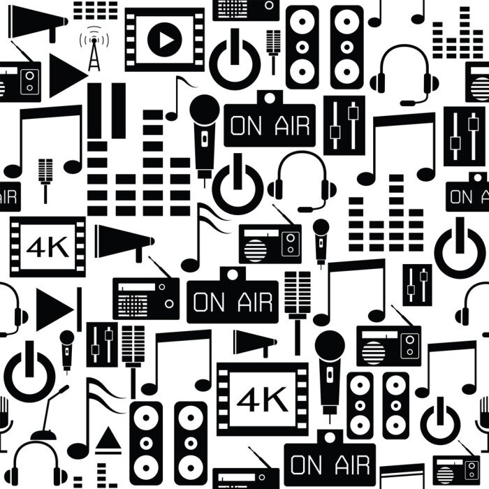 Behang audio seamless pattern background icon.