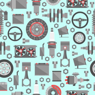 Behang Auto-onderdelen naadloos patroon