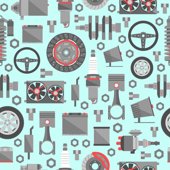 Behang Auto-onderdelen naadloos patroon