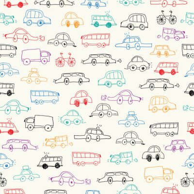 Behang Auto's doodles naadloze