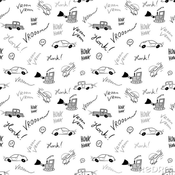 Behang Auto's naadloze doodle