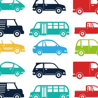 Behang auto's voertuigen patroon geïsoleerd pictogram vectorillustratieontwerp