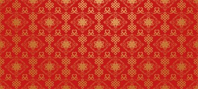 Behang Aziatische karakters op een rode achtergrond