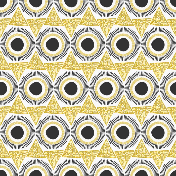 Behang Azteken patroon met stippen cirkels en driehoeken