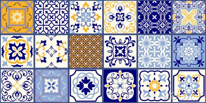 Behang Azulejo tegels samenstelling