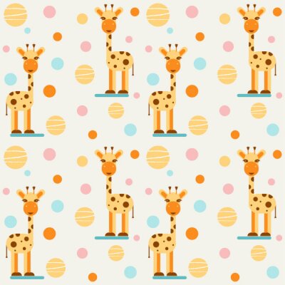 Behang Baby giraffen op een geometrische achtergrond