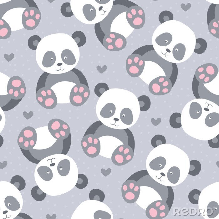 Behang Baby panda beren patroon