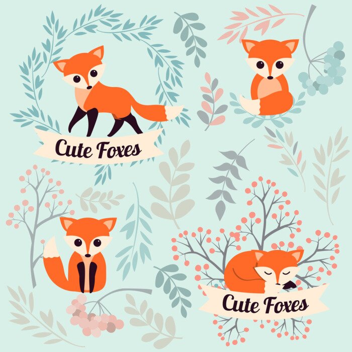 Behang Babyvosjes groen en tekst