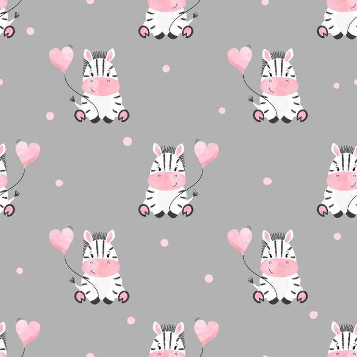Behang Babyzebra's met ballonnen
