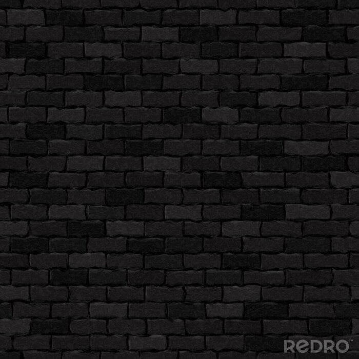 Behang Bakstenen muur in zwart